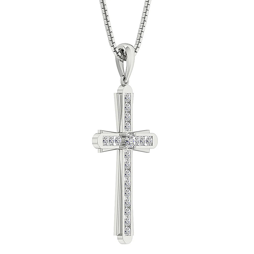 The Isaiah Sparkly Round Cut Diamond Rose Gold Cross Pendant 1.57 Inch - Image 7