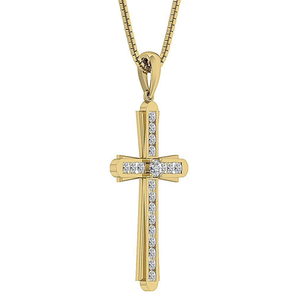 The Isaiah Sparkly Round Cut Diamond Rose Gold Cross Pendant 1.57 Inch - Image 8