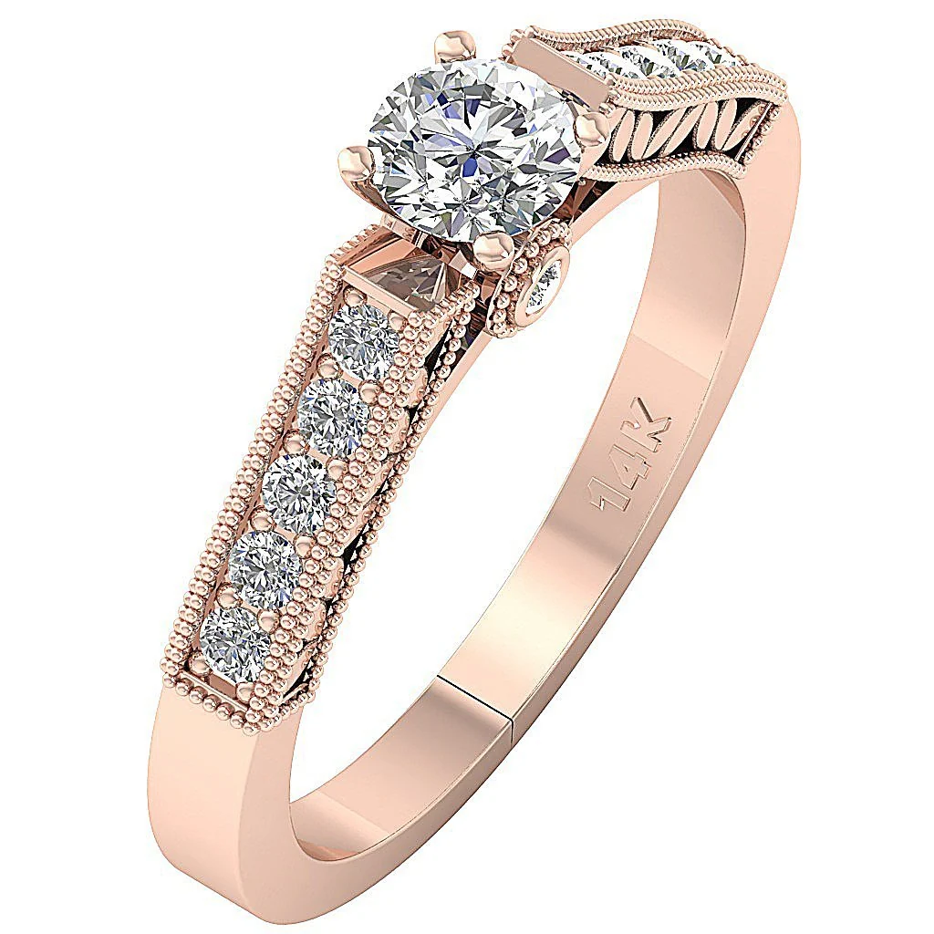 The Isaias Designer Round Diamond 14k Rose Gold Solitaire Engagement Ring 4.30 mm