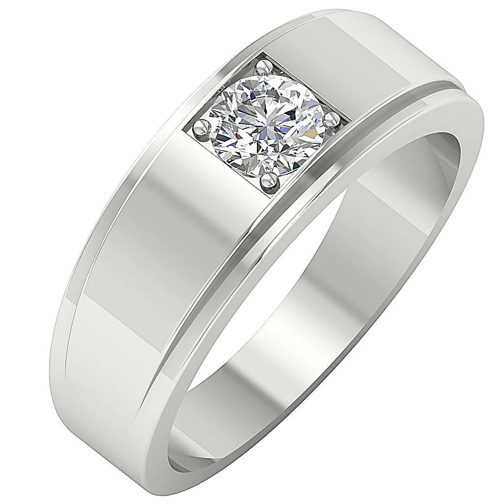 The Isla Genuine Diamond 14K Solid Yellow Gold Mens Solitaire Wedding Ring - Image 2