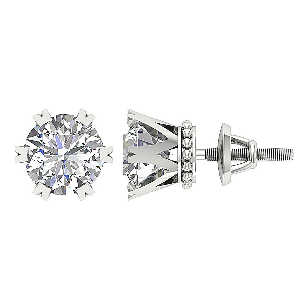 I1/SI1 G 1.10Ct Designer Solitaire Stud Earring Natural Round Diamond 14K Rose Gold 5.75 mm - Image 10