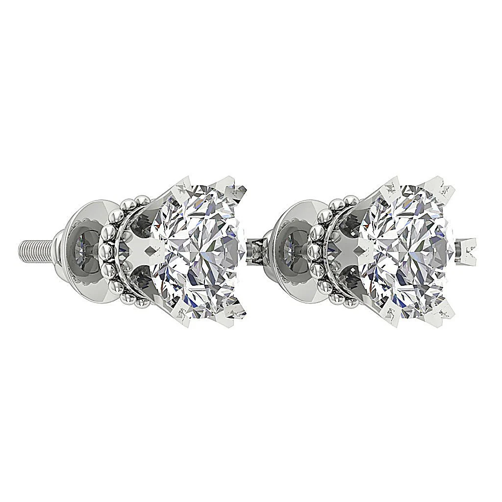 I1/SI1 G 1.10Ct Designer Solitaire Stud Earring Natural Round Diamond 14K Rose Gold 5.75 mm - Image 6
