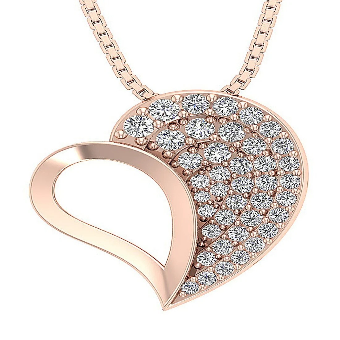 The Ismael Classsic Sweet Love Heart Natural Diamond Pendant Yellow Gold 0.74 inch - Image 3
