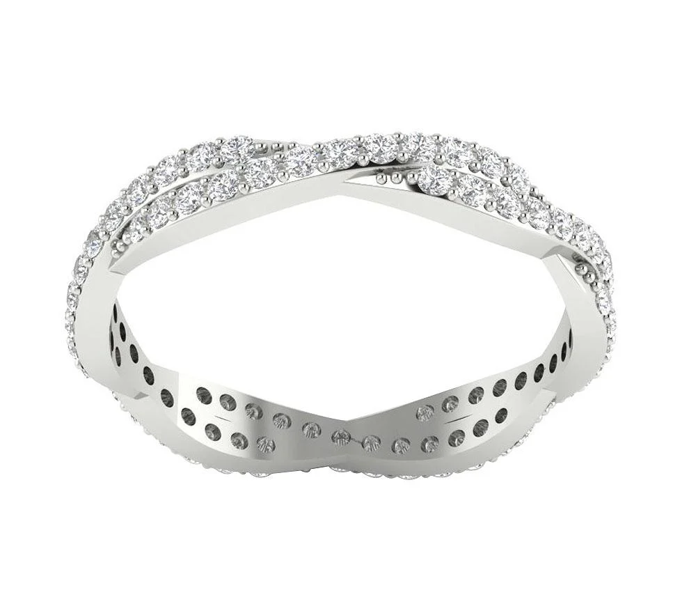 The Ismael Twisted Row Round Brilliant Cut Diamond Eternity 14K Rose Gold Ring Band - Image 2