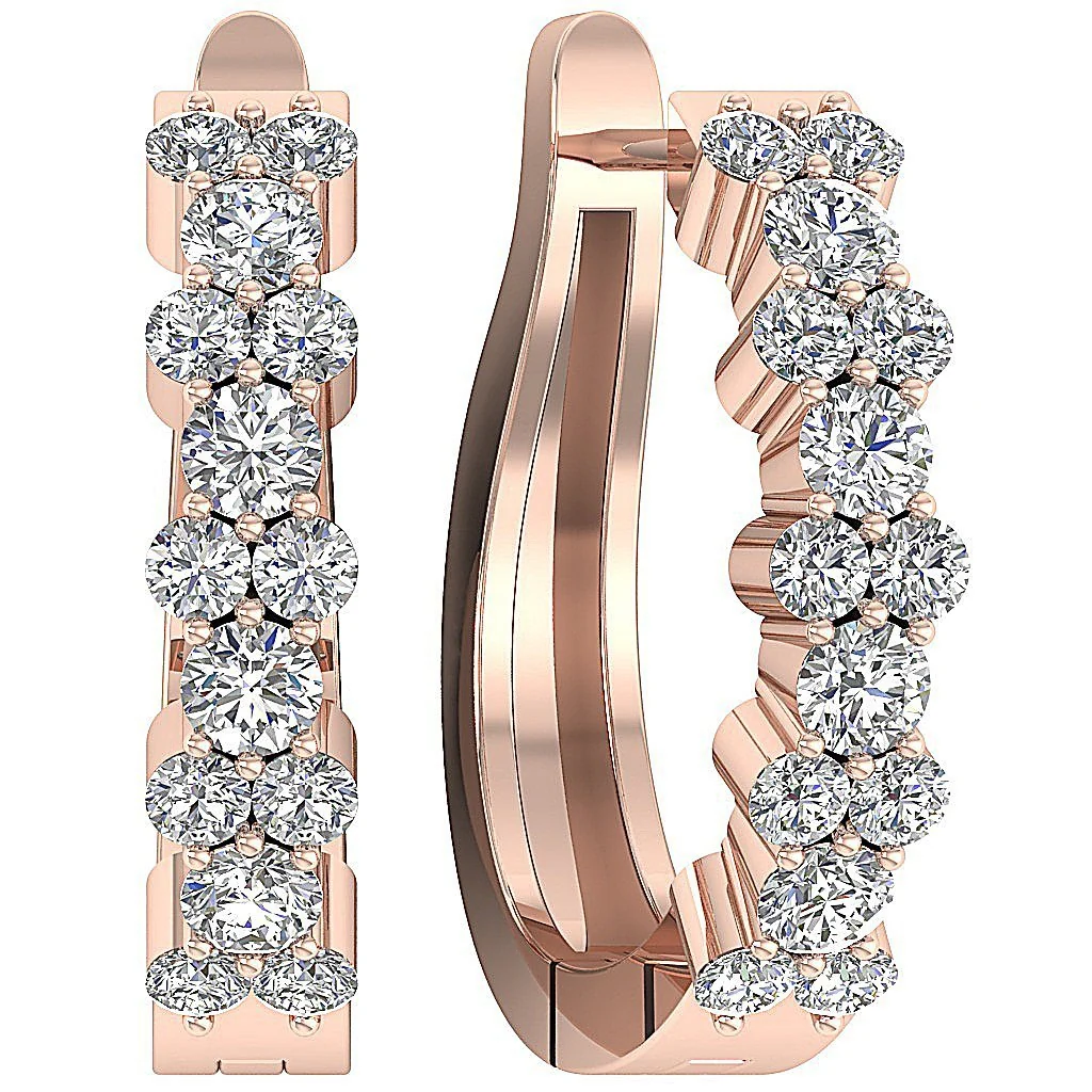 0.50Ct Beautiful Round Brilliant Cut Diamond Hoop Earring in 14k/18k Solid Gold - Image 3
