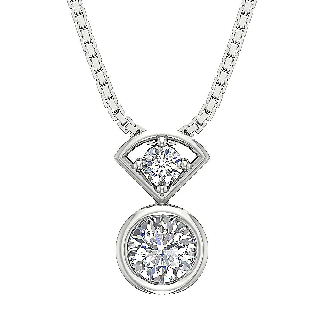 The Israel 14k Rose Gold Solitaire Round Diamond Fashion Pendant Prong and Bezel Setting - Image 3