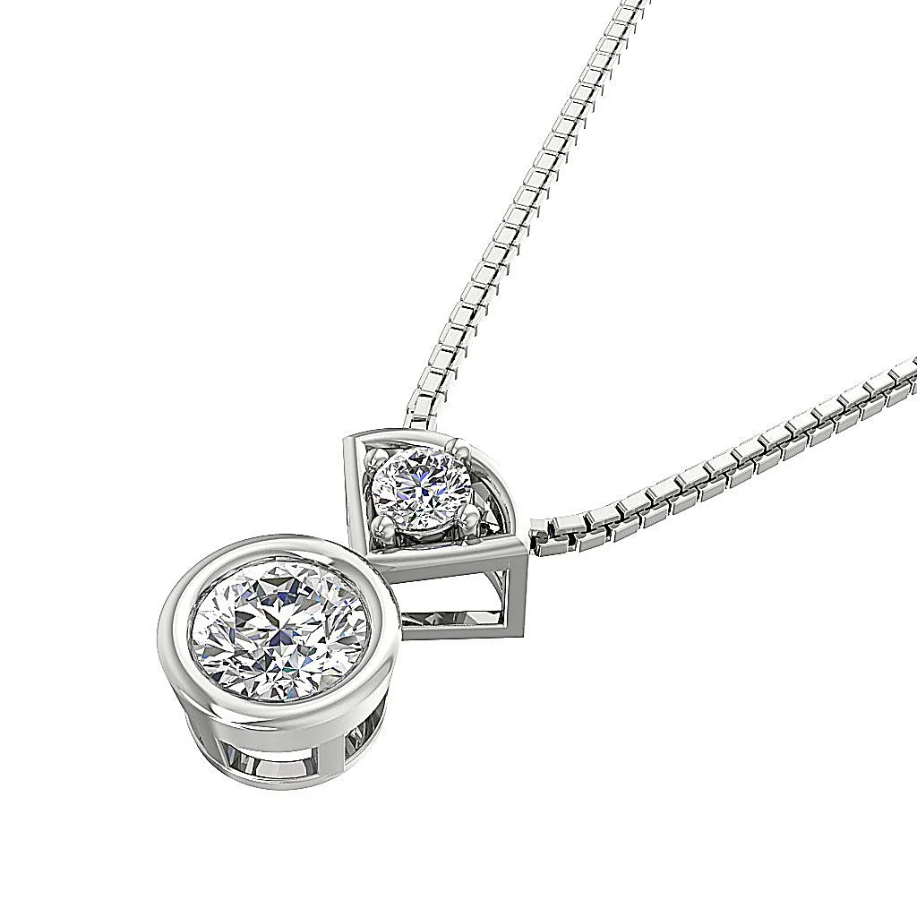 The Israel 14k Rose Gold Solitaire Round Diamond Fashion Pendant Prong and Bezel Setting - Image 4