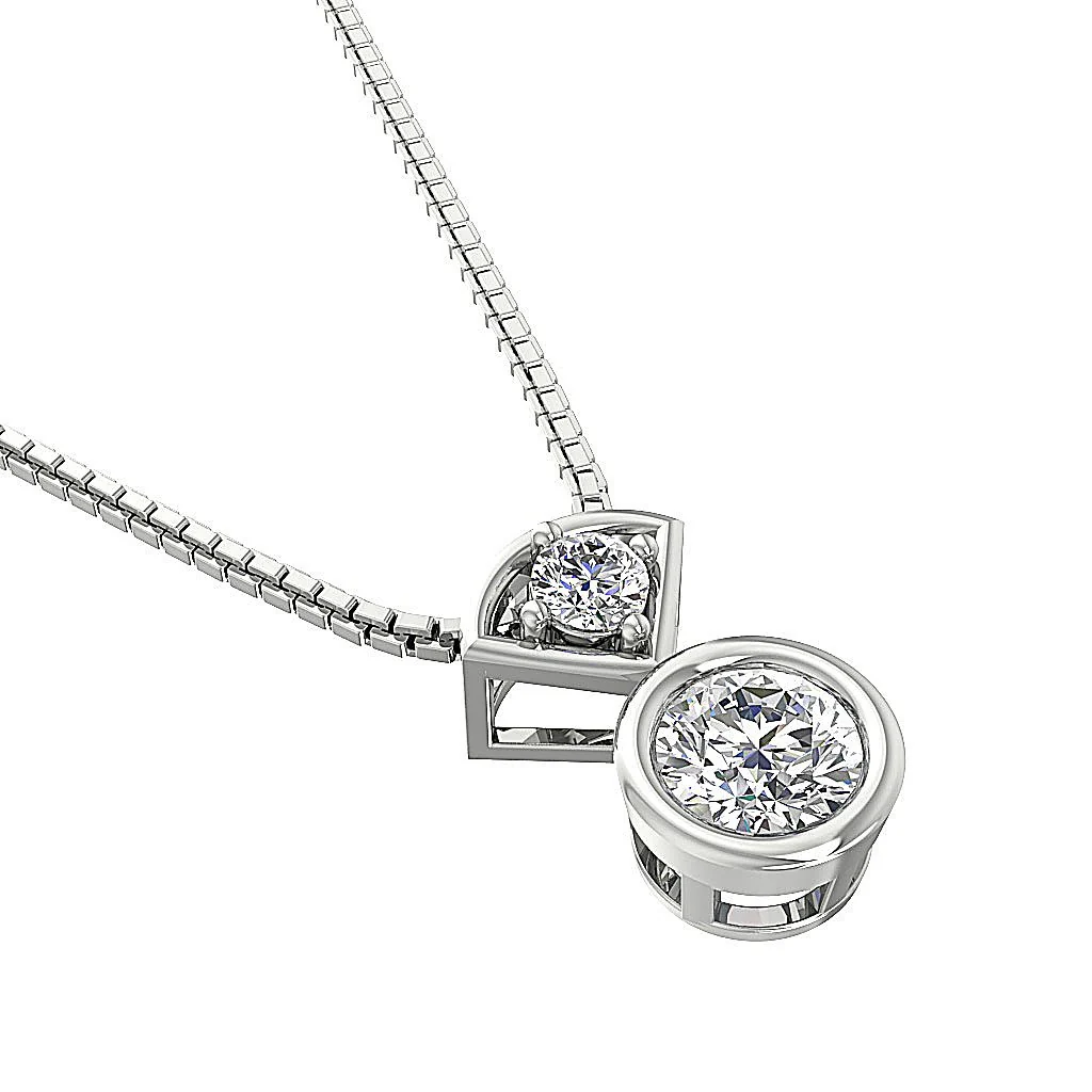 The Israel 14k Rose Gold Solitaire Round Diamond Fashion Pendant Prong and Bezel Setting - Image 5