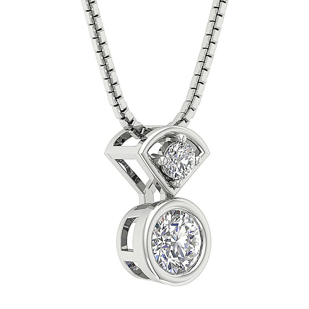 The Israel 14k Rose Gold Solitaire Round Diamond Fashion Pendant Prong and Bezel Setting - Image 6