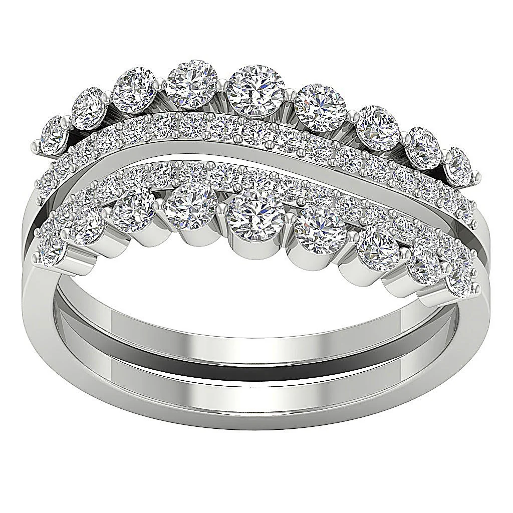 The Israel Graceful Multi Round Diamond 14K White Gold Wedding Anniversary Ring