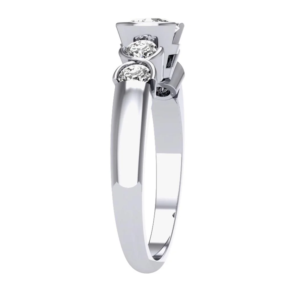 The Izaiah Bezel Set Five Multi Diamond Engagement Wedding Ring For Her 14K Solid Gold - Image 2