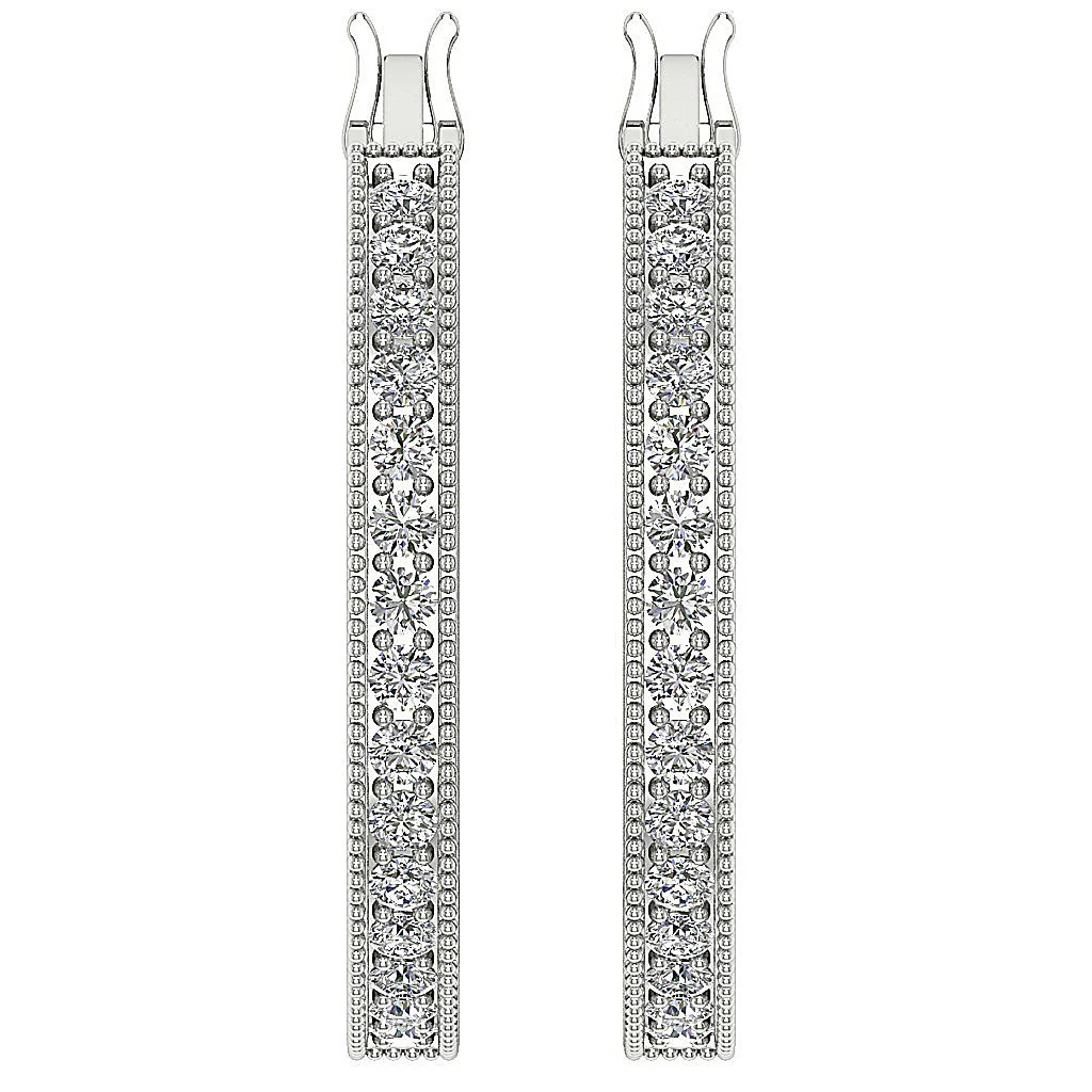 The Jace Milgrain Hoops Earring Natural Diamond Pave Set 14K White Gold - Image 4