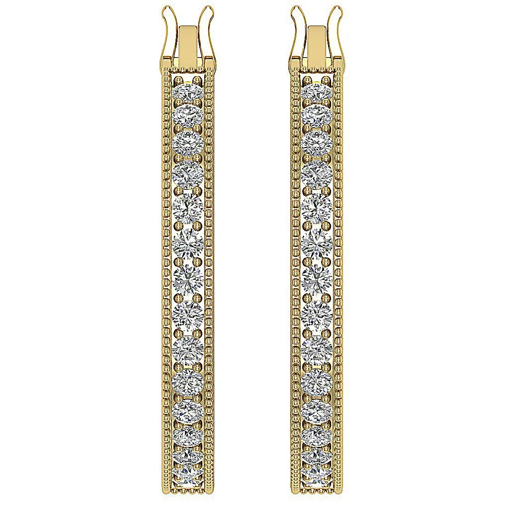 The Jace Milgrain Hoops Earring Natural Diamond Pave Set 14K White Gold - Image 5