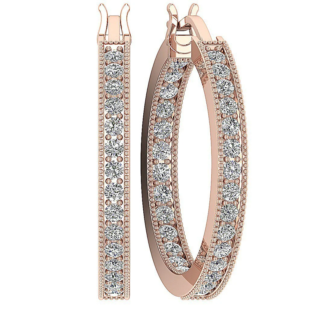 The Jace Milgrain Hoops Earring Natural Diamond Pave Set 14K White Gold - Image 9