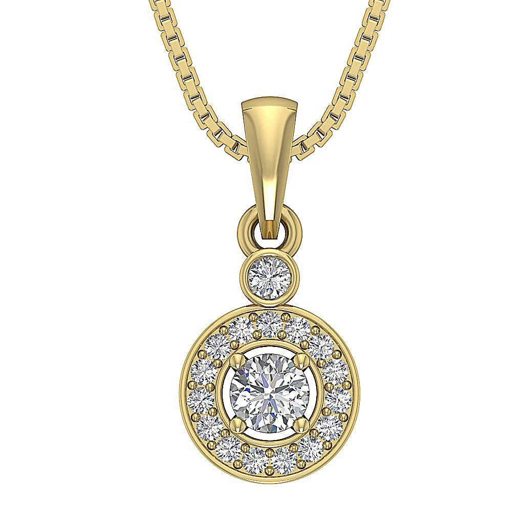 The Jack Genuine Solitaire Diamond Halo Cluster Pendant 0.80 inch 14K White Gold - Image 2