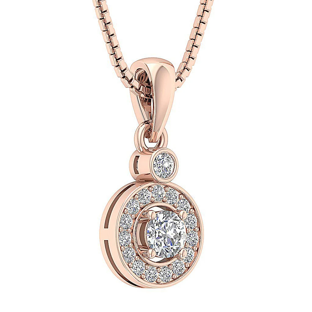 The Jack Genuine Solitaire Diamond Halo Cluster Pendant 0.80 inch 14K White Gold - Image 6