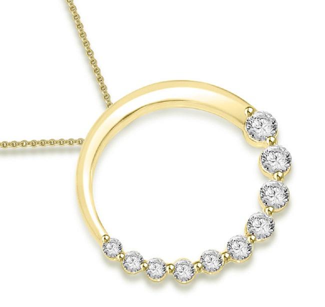 The Jack Journey Natural Diamond Floating Circle Pendant Yellow Gold 0.70 inch