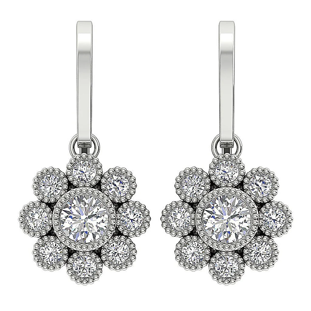 The Jackson Designer Milgrain Natural Diamond Dangle Earring White Yellow Rose Gold - Image 4