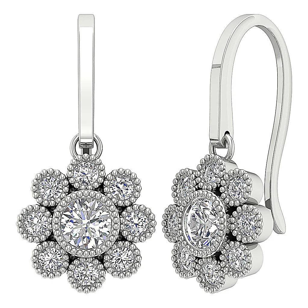The Jackson Designer Milgrain Natural Diamond Dangle Earring White Yellow Rose Gold - Image 5