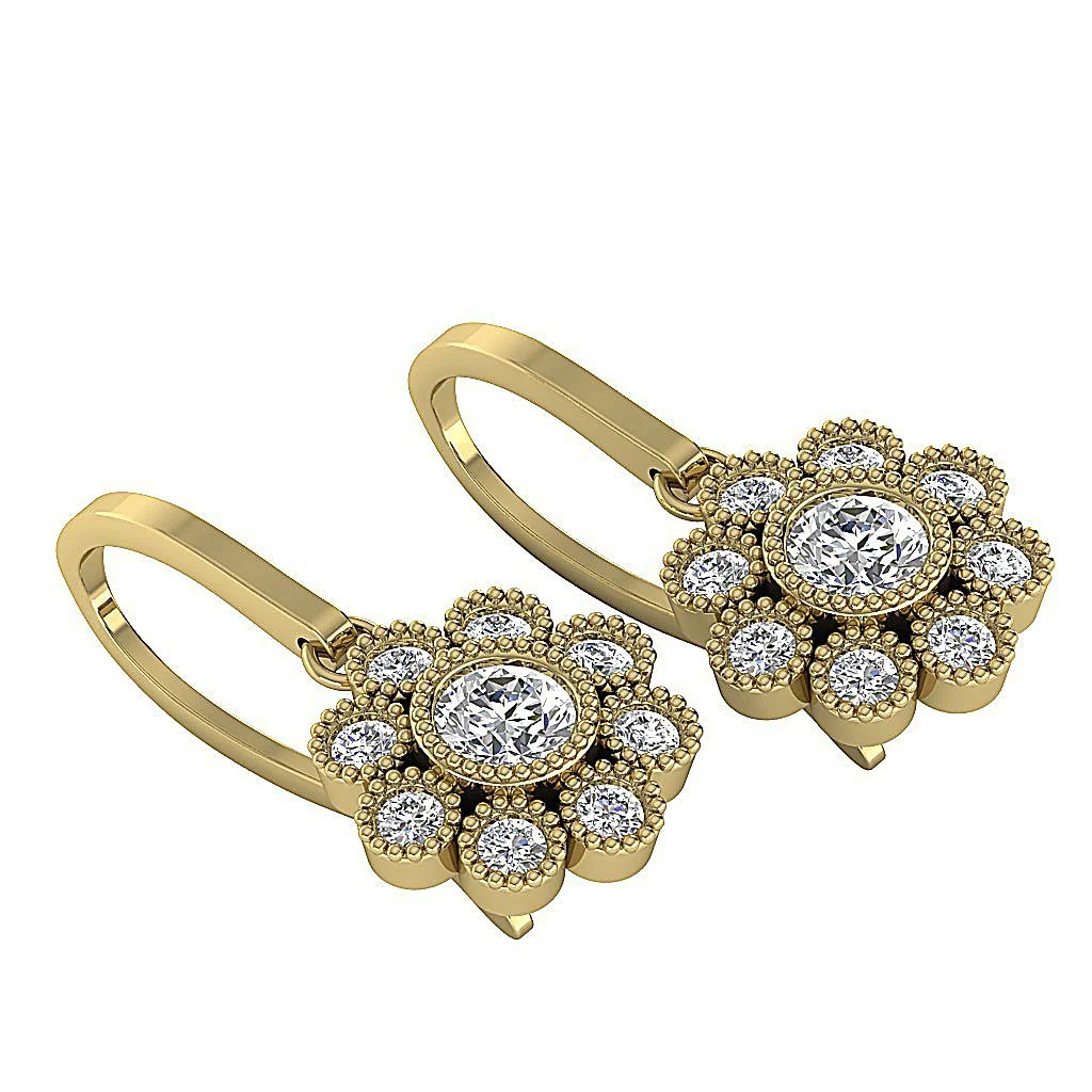 The Jackson Designer Milgrain Natural Diamond Dangle Earring White Yellow Rose Gold - Image 7