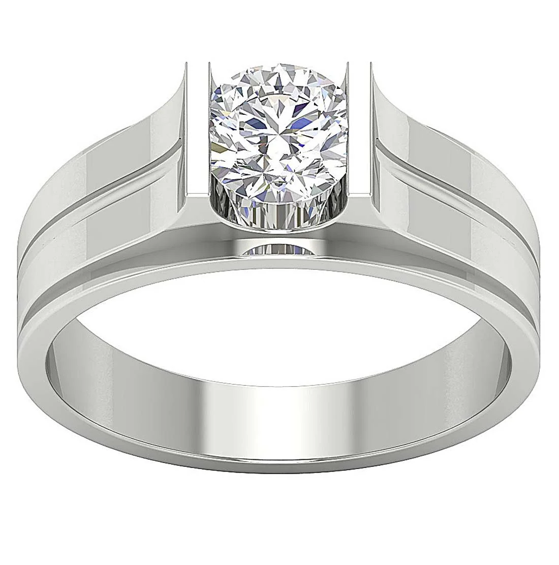 The Augustine Round Brilliant Cut 1 Carat Solitaire Diamond Mens Engagement Ring Gold - Image 7
