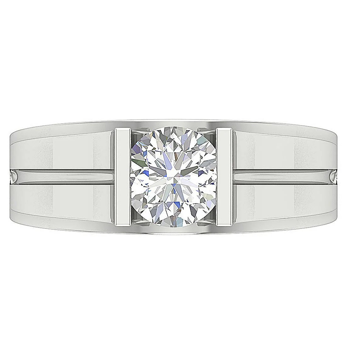The Augustine Round Brilliant Cut 1 Carat Solitaire Diamond Mens Engagement Ring Gold - Image 8