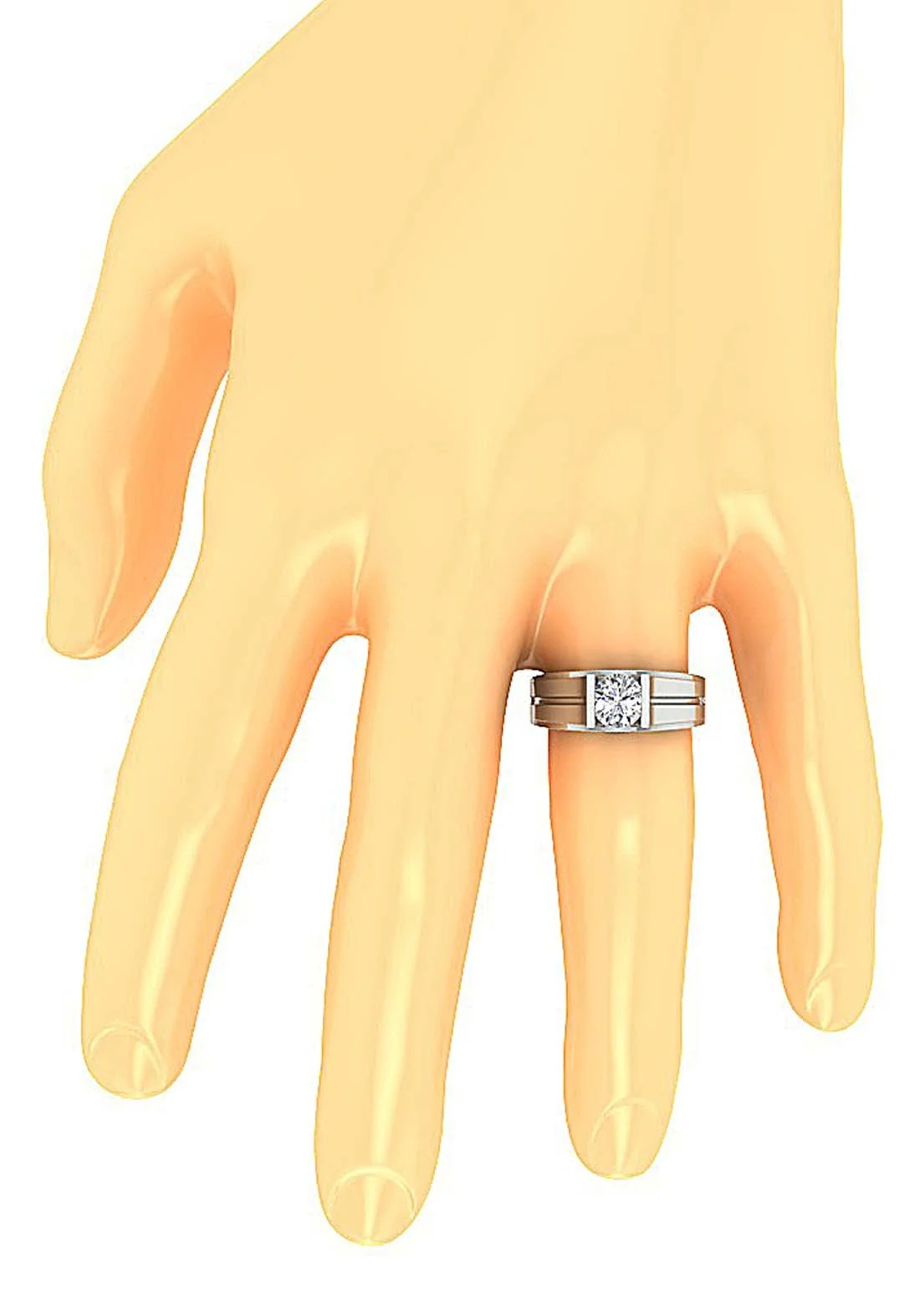The Augustine Round Brilliant Cut 1 Carat Solitaire Diamond Mens Engagement Ring Gold - Image 9