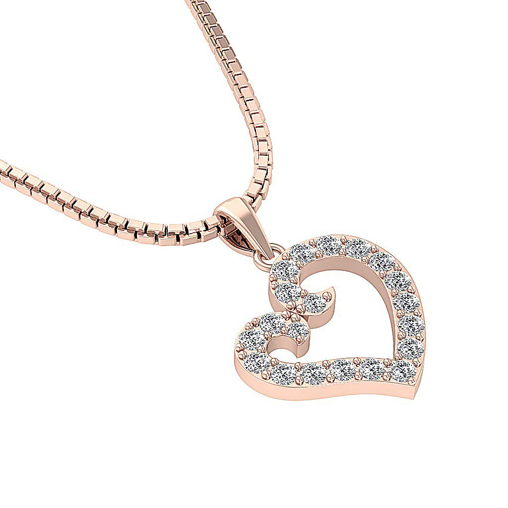 The Jaden Natural Diamond Eternal Love Heart Pendant 14K Rose Gold Pave Set - Image 12