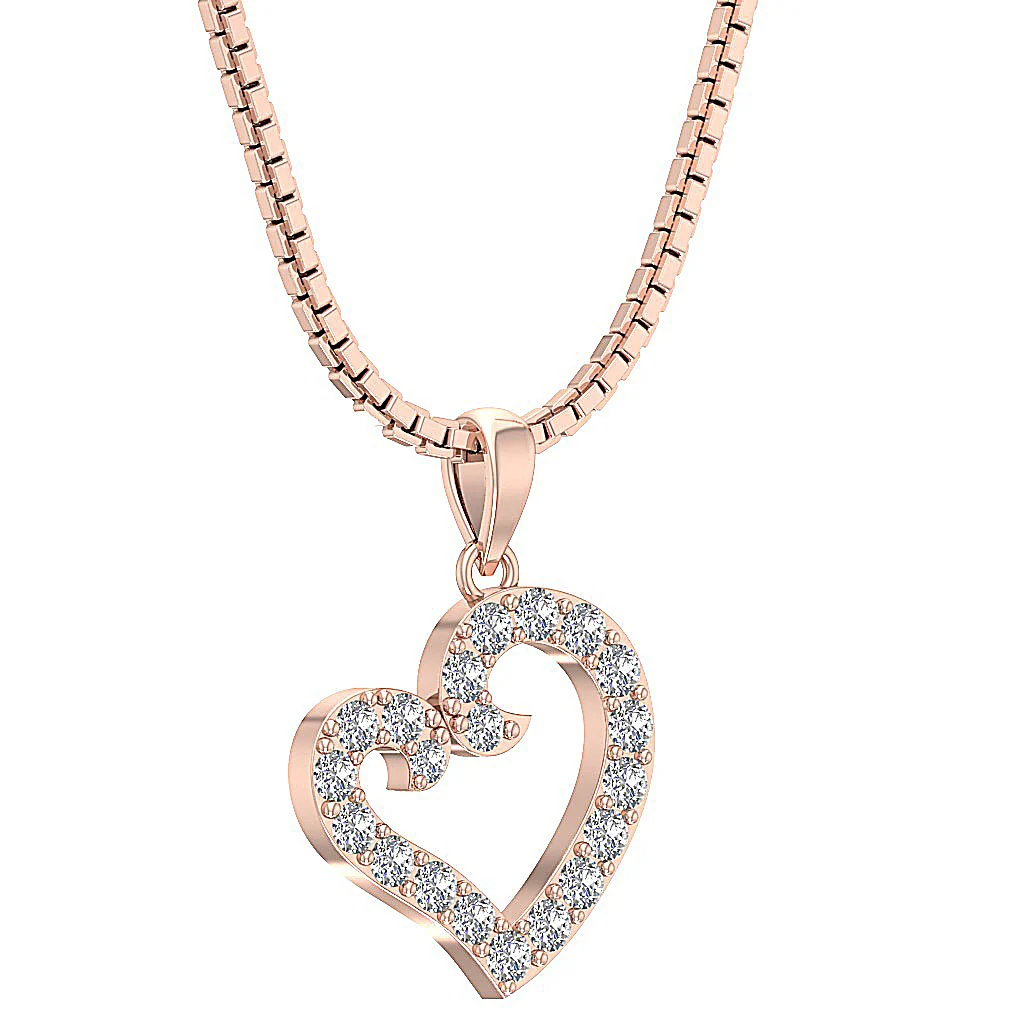 The Jaden Natural Diamond Eternal Love Heart Pendant 14K Rose Gold Pave Set - Image 6