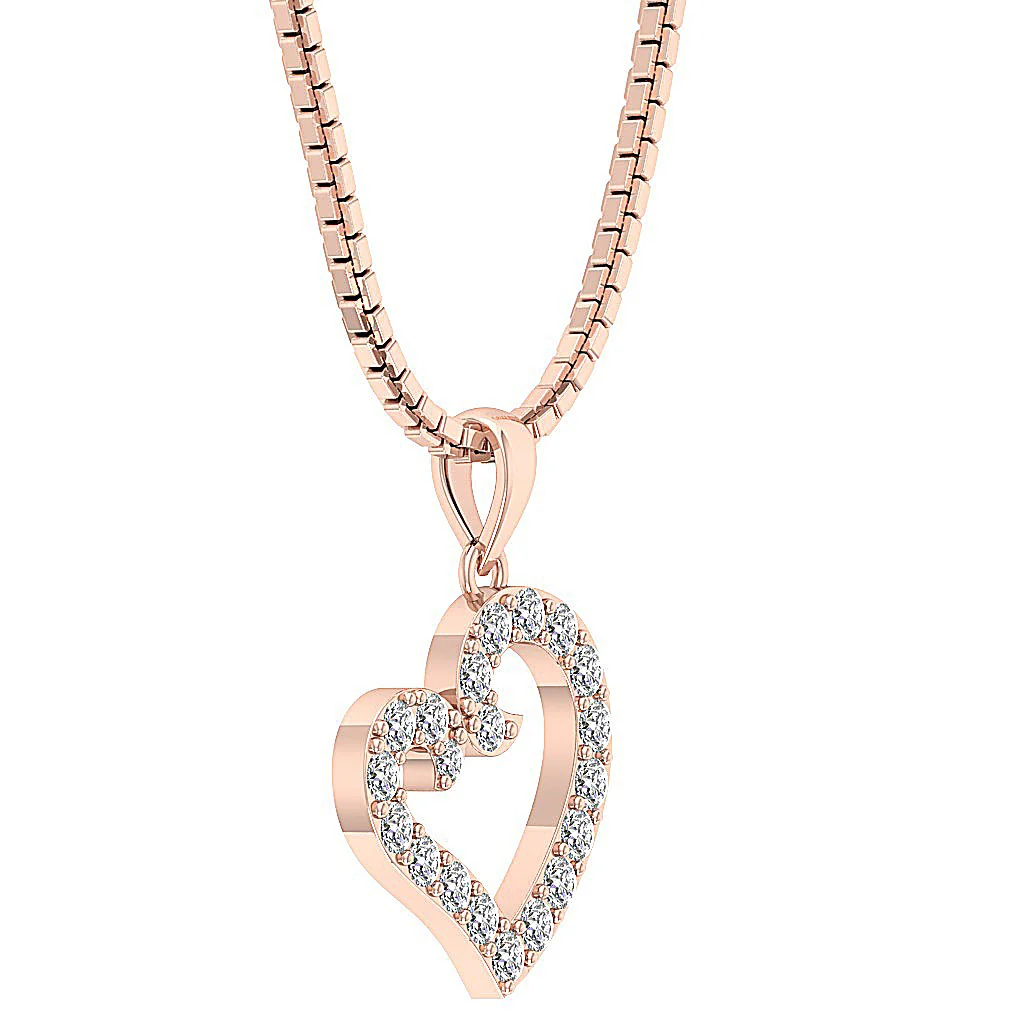 The Jaden Natural Diamond Eternal Love Heart Pendant 14K Rose Gold Pave Set - Image 9
