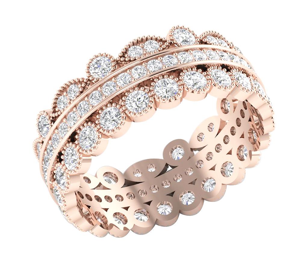 The Jaden For Women Milgrain Designe Eternity Wedding Ring 14K Gold Round Diamond - Image 3