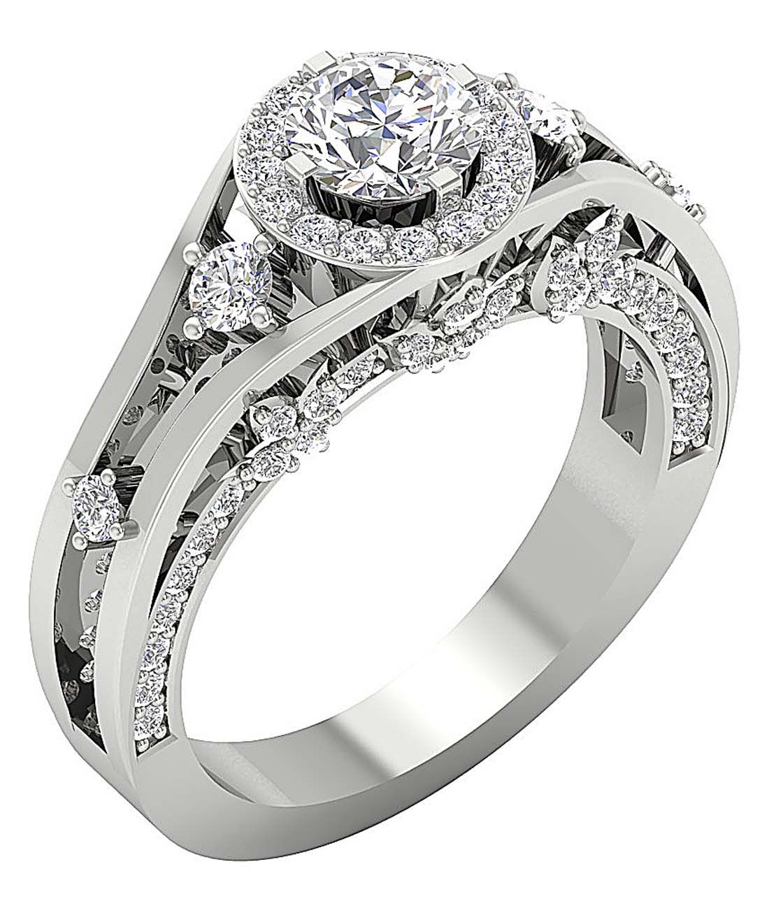 The Jakob 14K Solid Gold Halo Solitaire Engagement Ring Round Cut Diamond - Image 2