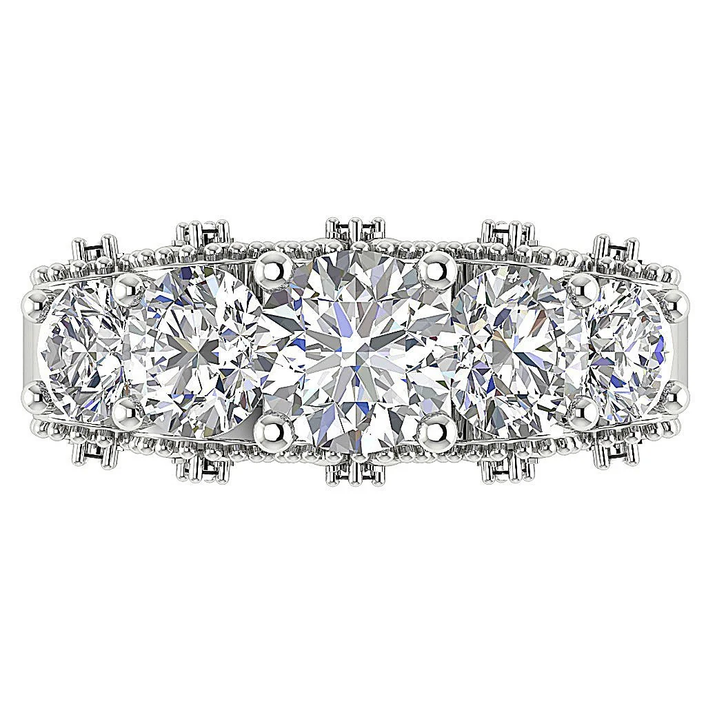 The Jamari Beautiful Five Stone Engagement Ring Round Diamond 14K Solid Gold 7.65 mm - Image 5