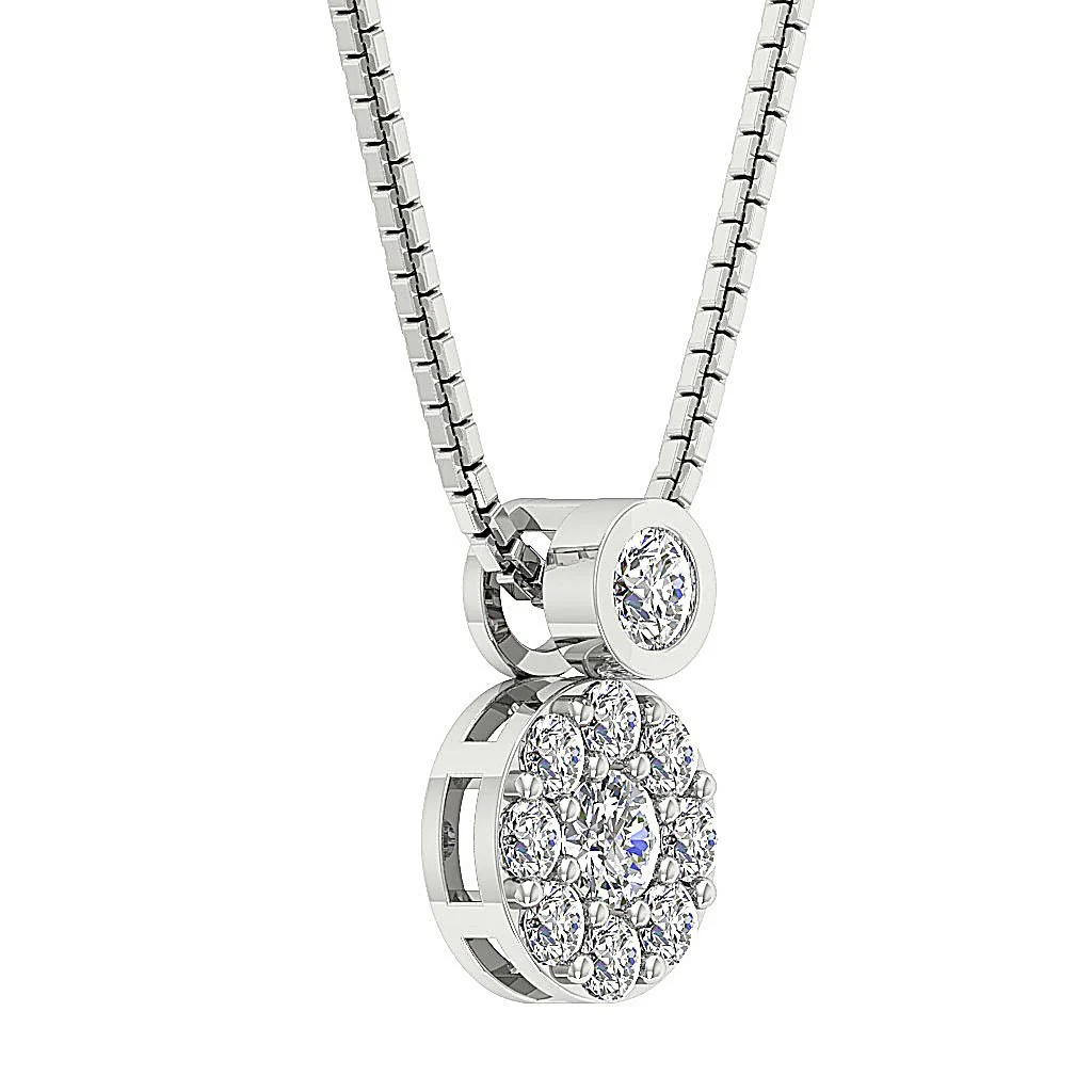 The James 14k White Yellow Rose Gold Round Diamond Circle Fashion Pendant For Women - Image 4
