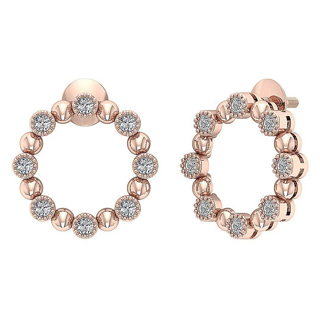 The Jameson Excellent Circle Fashion Stud Earring Natural Diamond Rose Gold Bezel Set - Image 10
