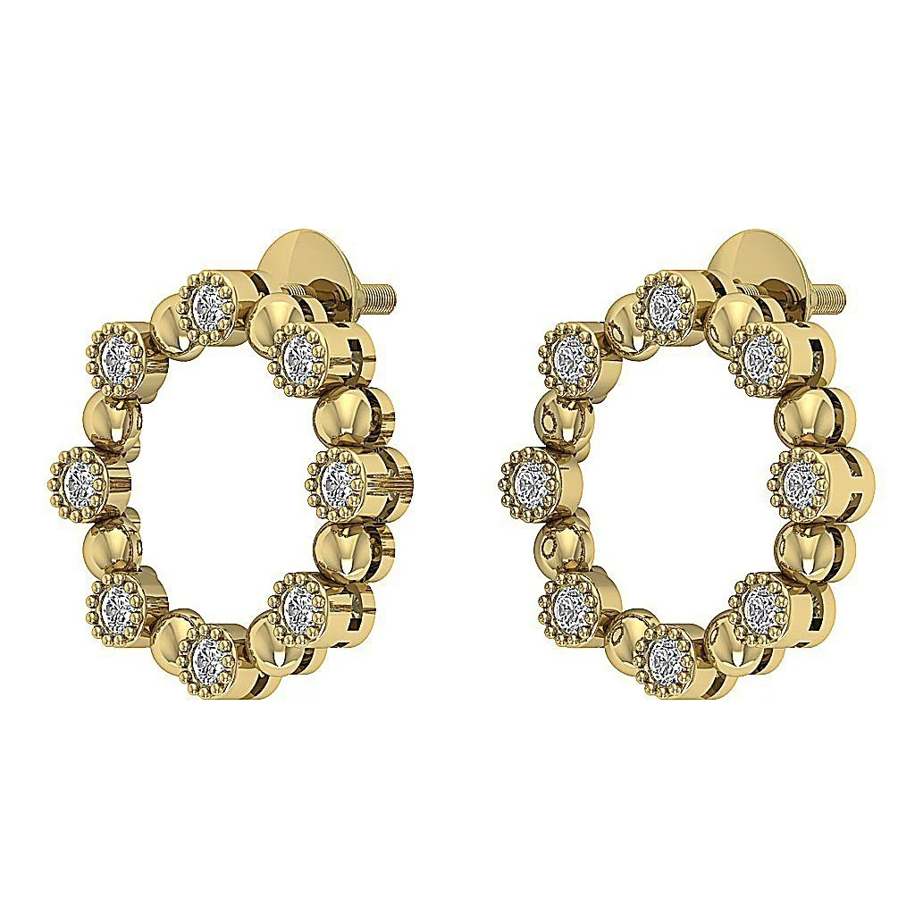 The Jameson Excellent Circle Fashion Stud Earring Natural Diamond Rose Gold Bezel Set - Image 11