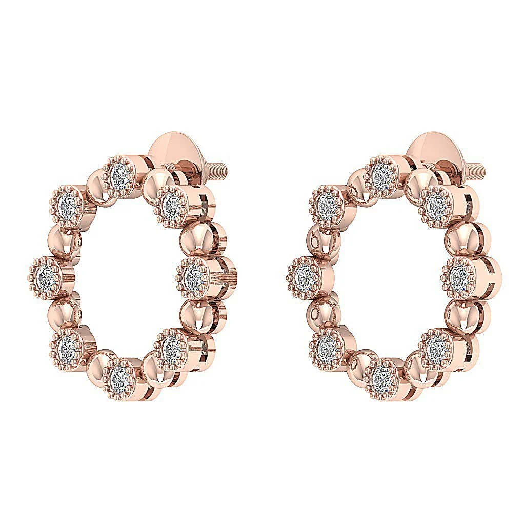 The Jameson Excellent Circle Fashion Stud Earring Natural Diamond Rose Gold Bezel Set - Image 12