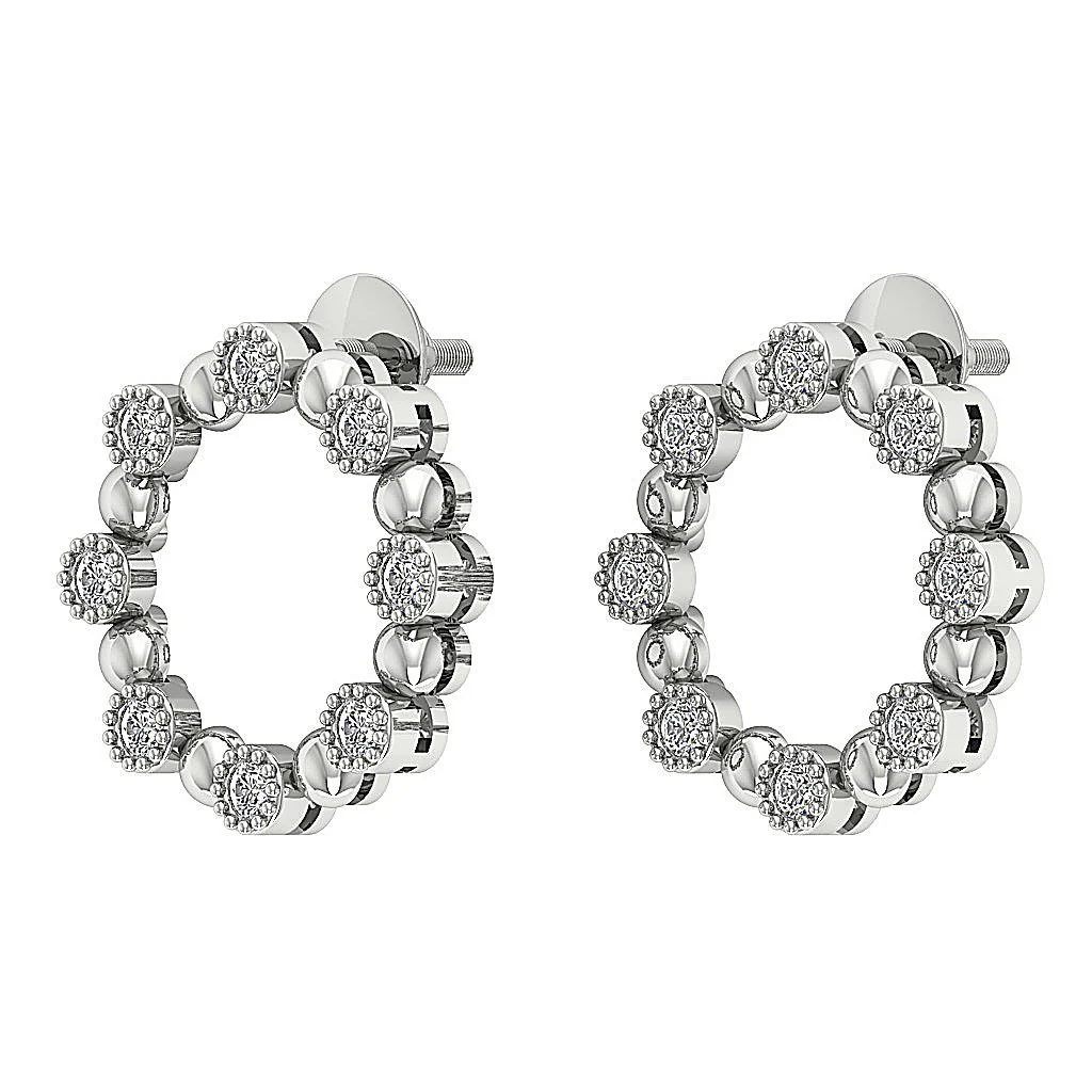 The Jameson Excellent Circle Fashion Stud Earring Natural Diamond Rose Gold Bezel Set - Image 3