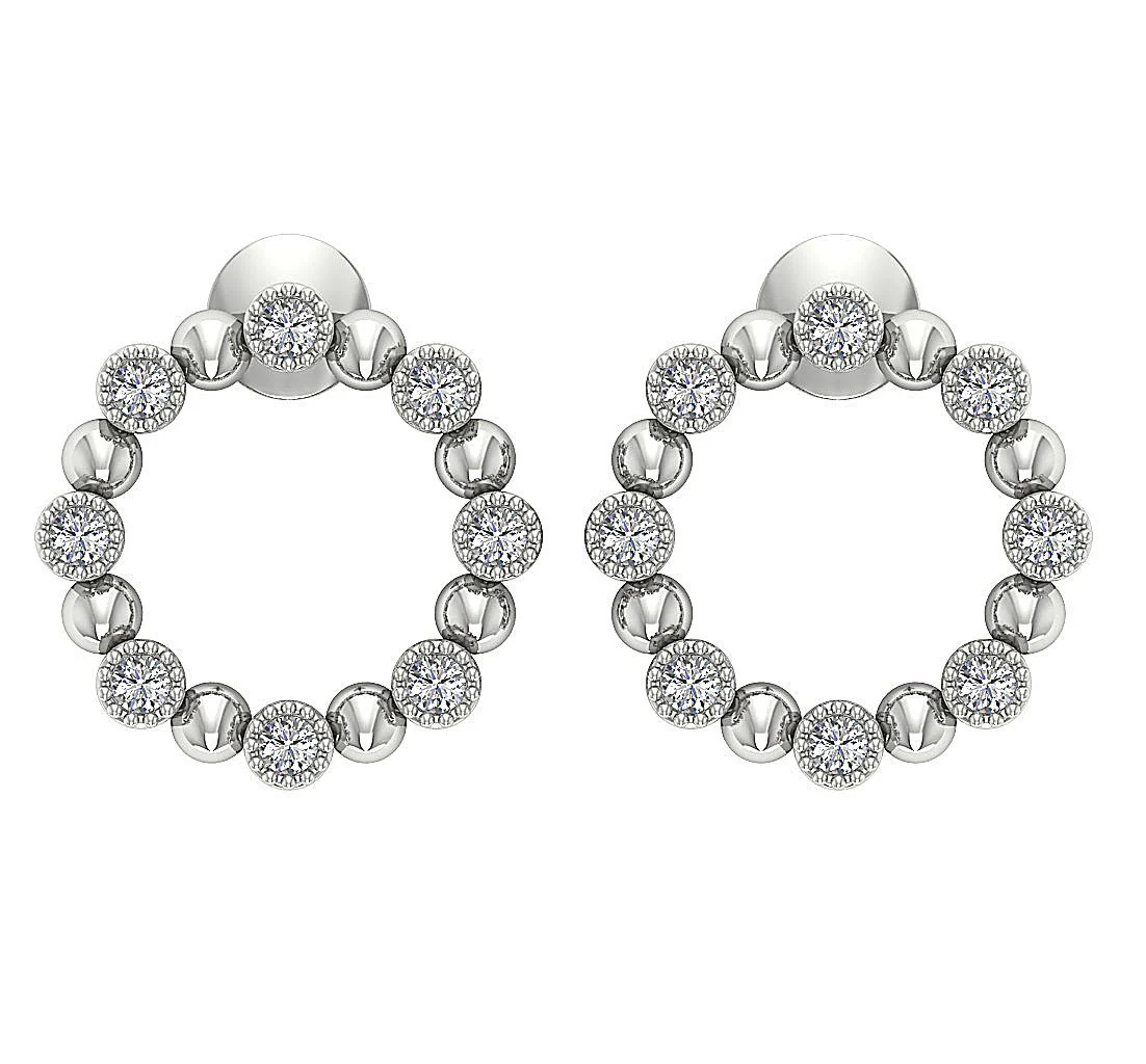 The Jameson Excellent Circle Fashion Stud Earring Natural Diamond Rose Gold Bezel Set - Image 4