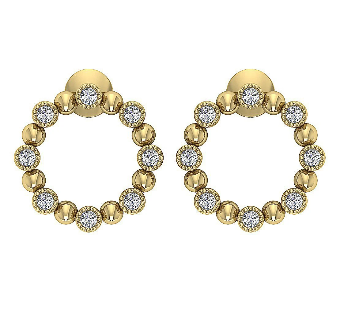 The Jameson Excellent Circle Fashion Stud Earring Natural Diamond Rose Gold Bezel Set - Image 5