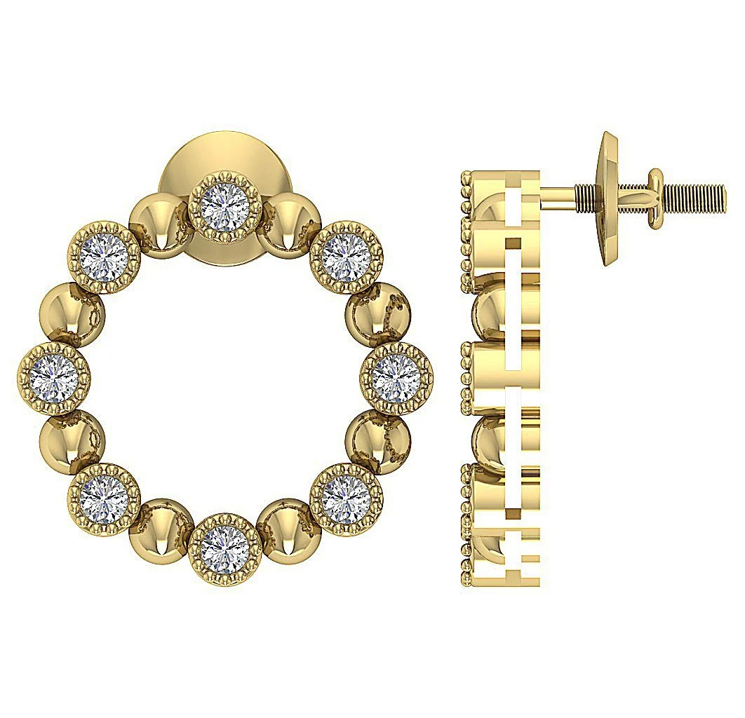 The Jameson Excellent Circle Fashion Stud Earring Natural Diamond Rose Gold Bezel Set - Image 7