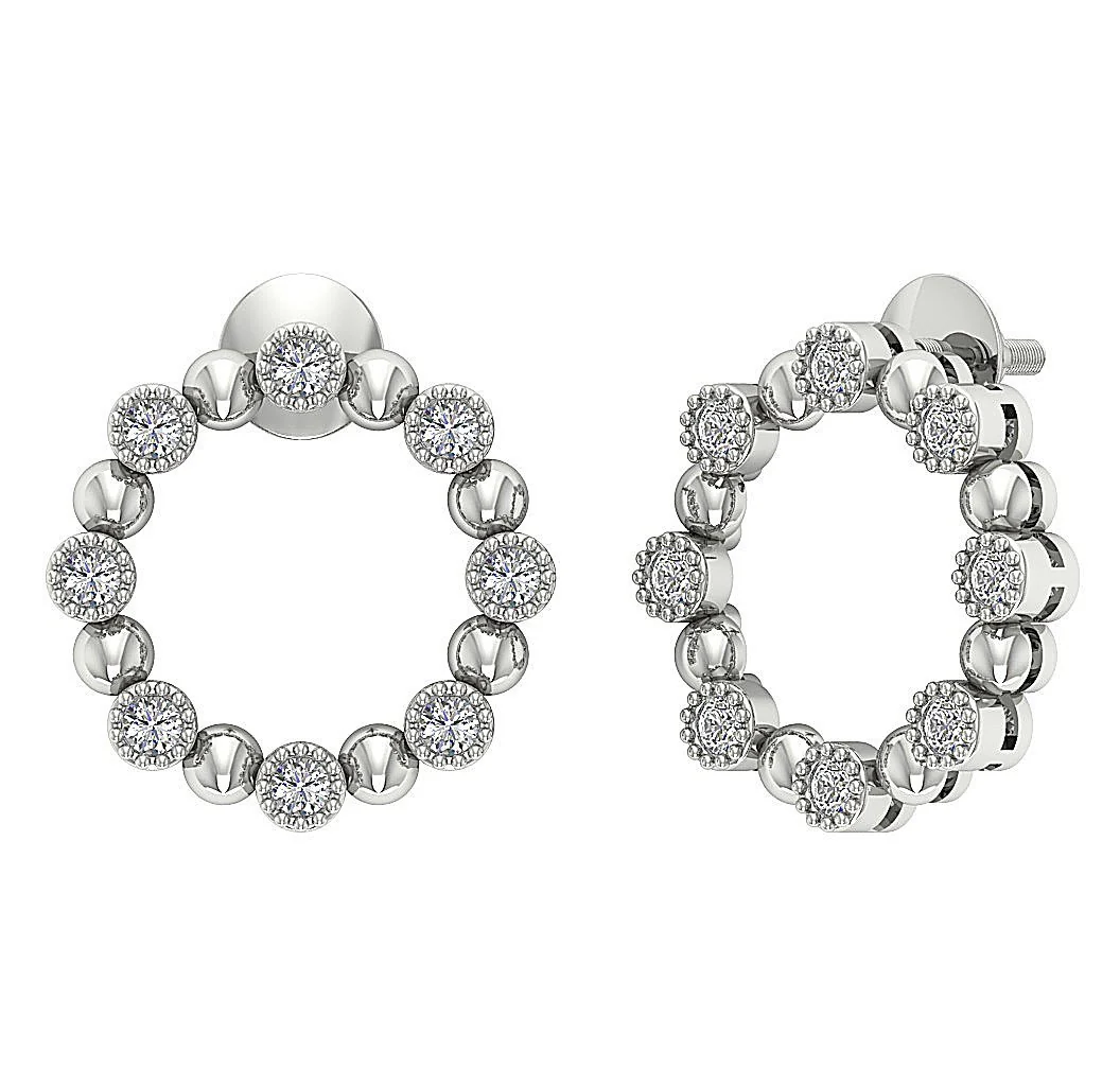 The Jameson Excellent Circle Fashion Stud Earring Natural Diamond Rose Gold Bezel Set - Image 8