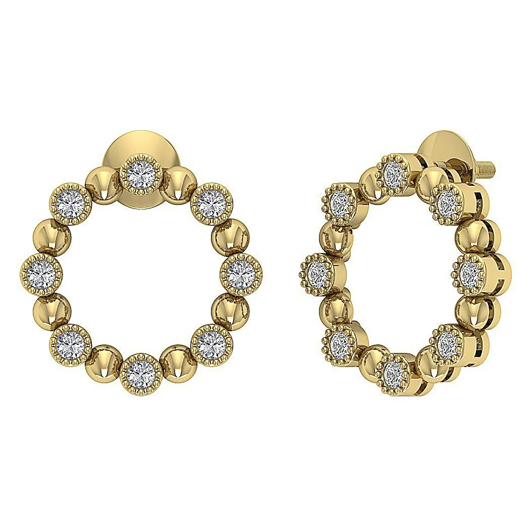 The Jameson Excellent Circle Fashion Stud Earring Natural Diamond Rose Gold Bezel Set - Image 9