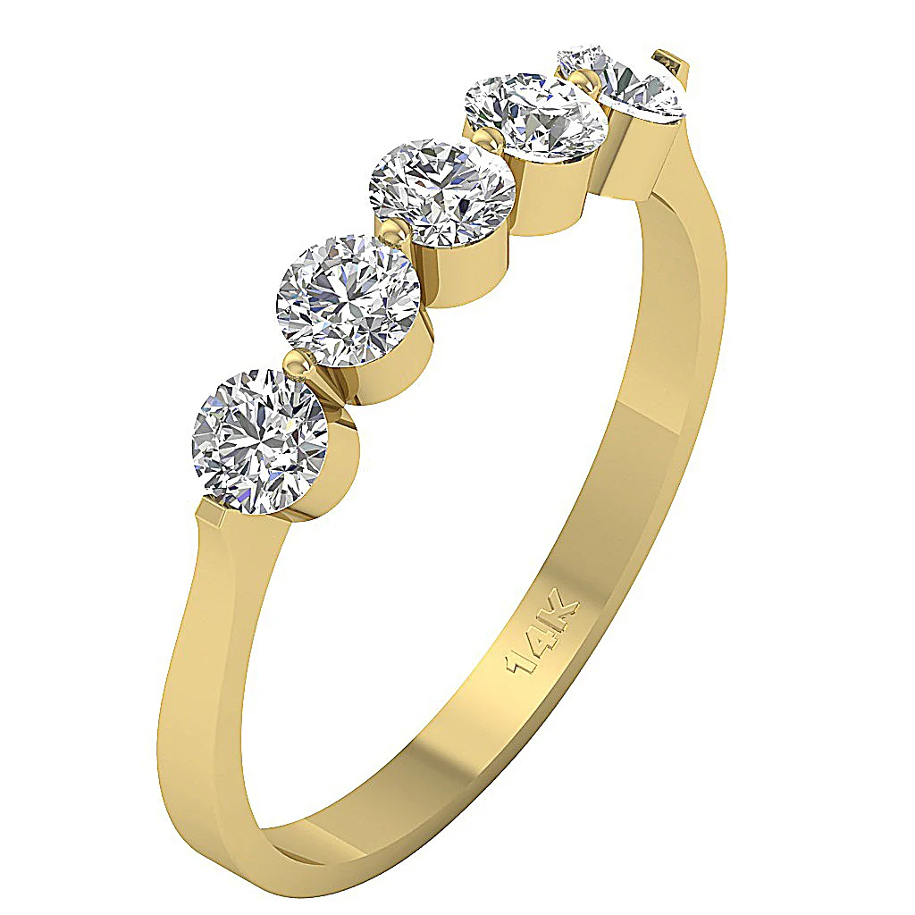 The Jamir Floating Natural Diamond Simply Stunning Five Stone Engagement Ring Gold - Image 3