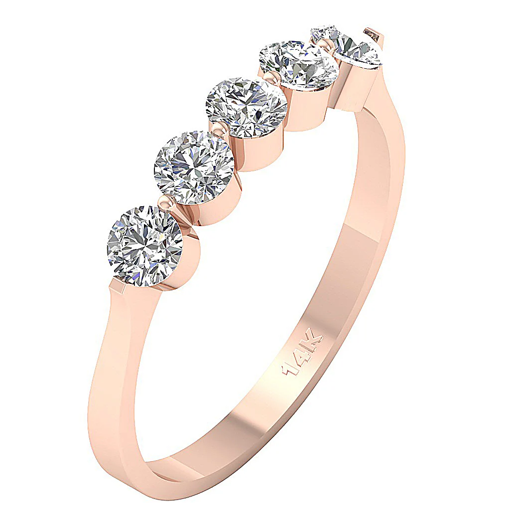The Jamir Floating Natural Diamond Simply Stunning Five Stone Engagement Ring Gold - Image 4