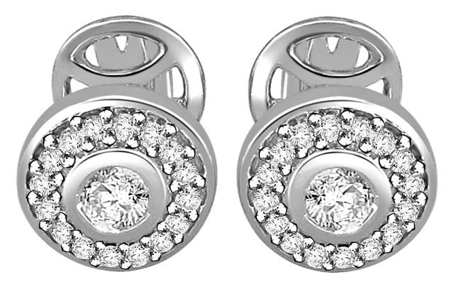 Screw Back Solitaire Halo Stud Earring I1 G 0.50Ct Natural Diamond 8.60 MM White Gold - Image 3