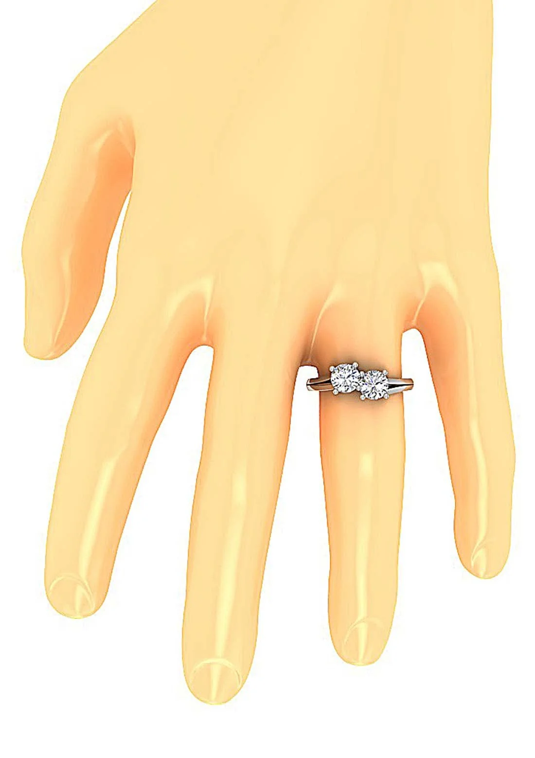 The Jase 1.60 Carat Two Big Round Brilliant Cut Solitaire Diamond Anniversary Yellow Gold Ring - Image 10