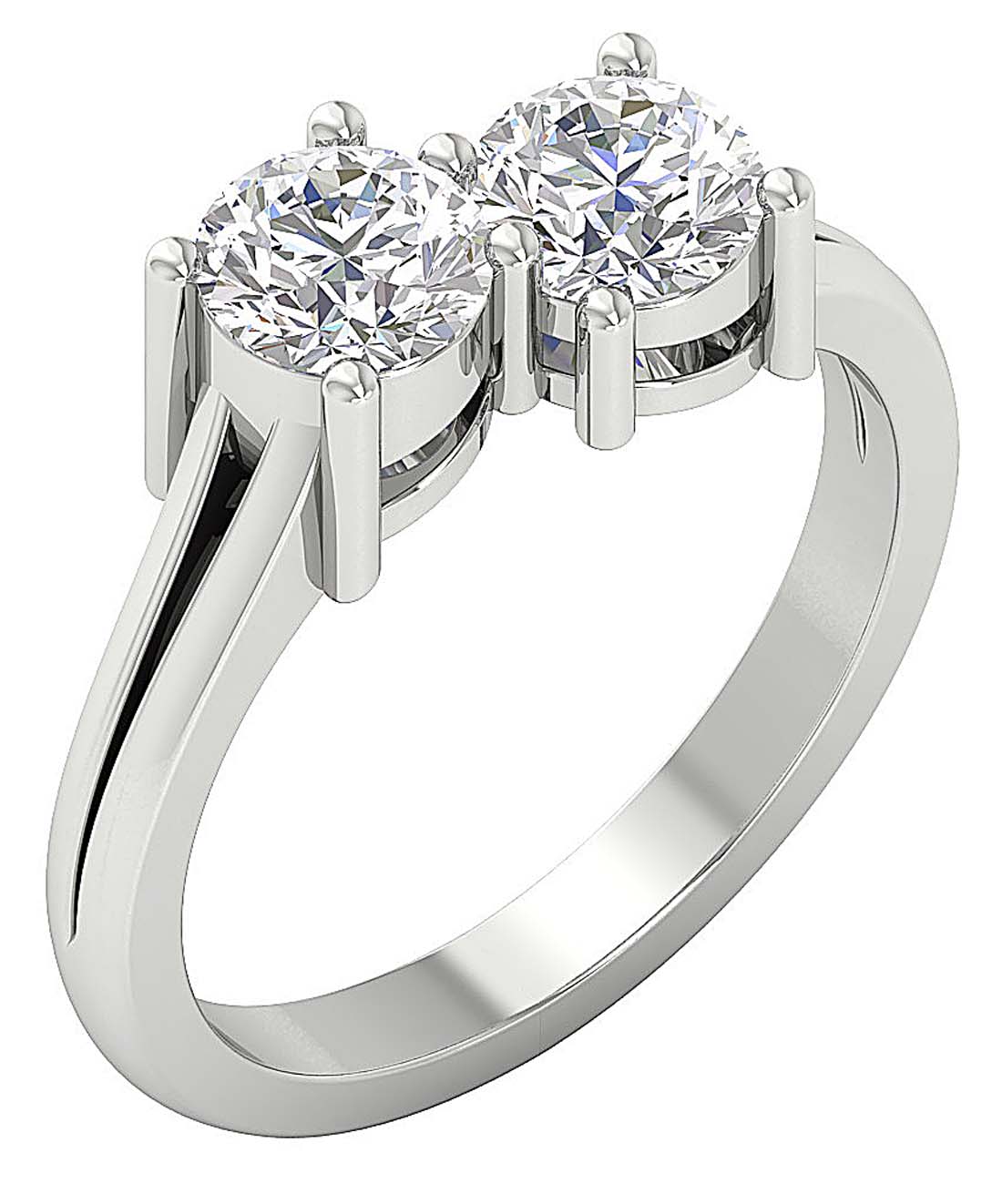 The Jase 1.60 Carat Two Big Round Brilliant Cut Solitaire Diamond Anniversary Yellow Gold Ring - Image 2