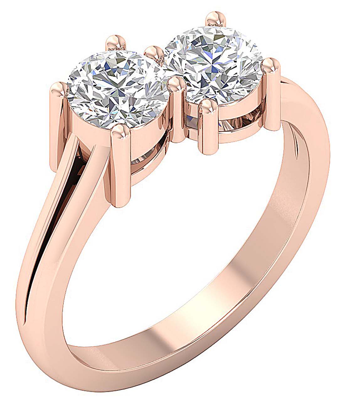 The Jase 1.60 Carat Two Big Round Brilliant Cut Solitaire Diamond Anniversary Yellow Gold Ring - Image 3