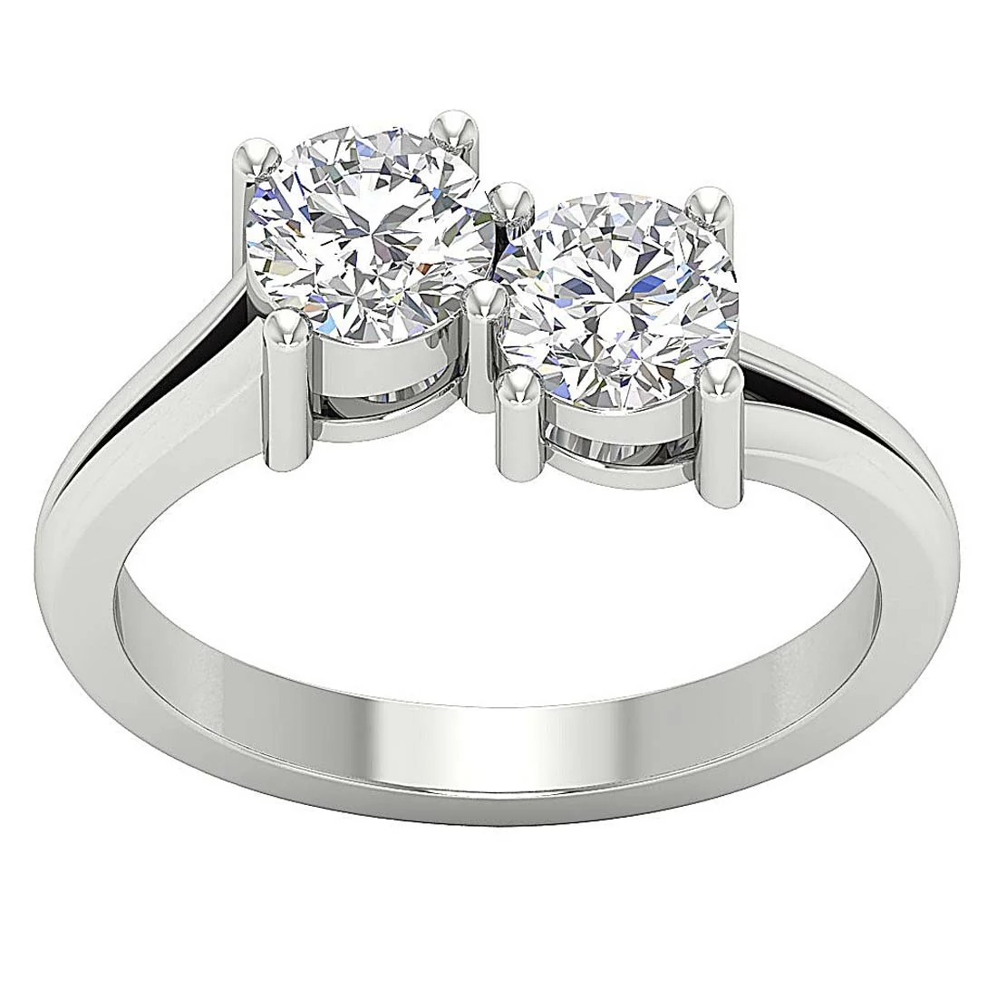 The Jase 1.60 Carat Two Big Round Brilliant Cut Solitaire Diamond Anniversary Yellow Gold Ring - Image 5